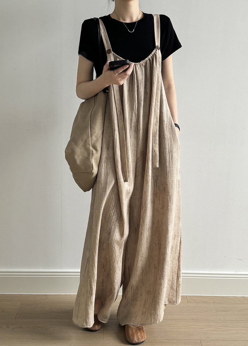 Light Khaki Pockets Jumpsuits Summer