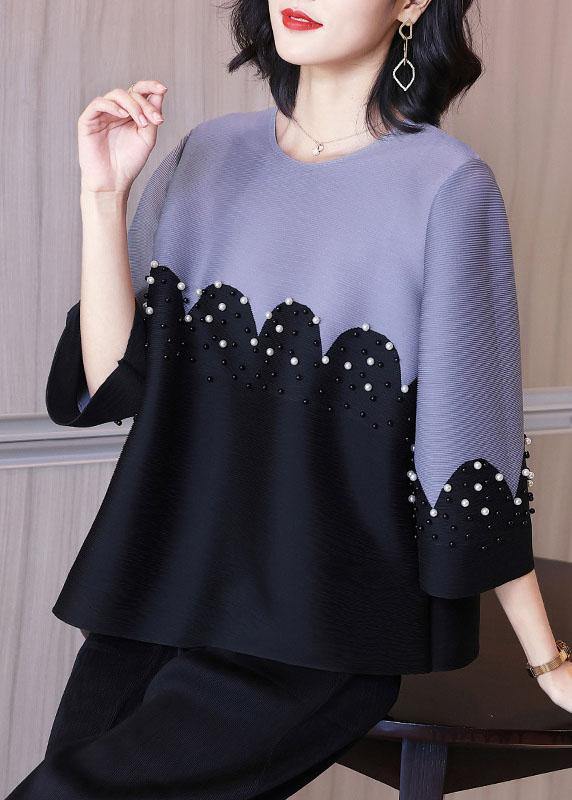 Organic Yellow Patchwork Nail Bead Shirt Top Short Sleeve