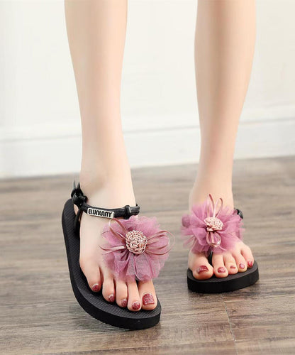New Vacation Style Gray Beach Flower Flip Flops