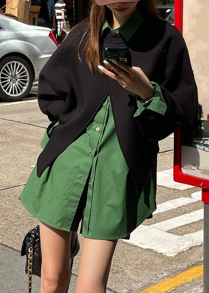 Button Coats and Shirts Two Piece Set Spring