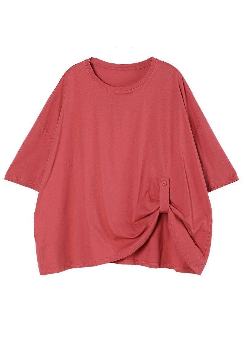 Orange Button Cotton Summer T-shirt