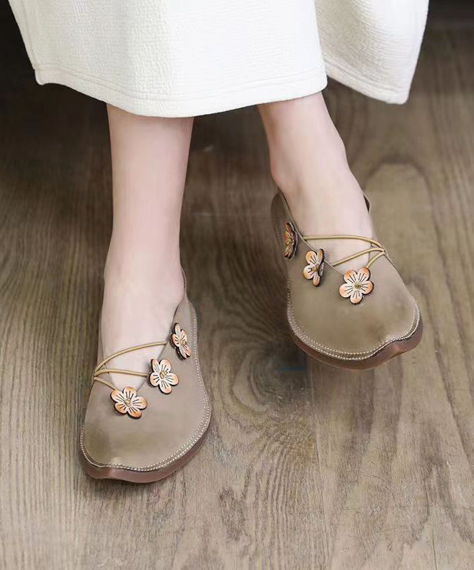 Handmade Comfy Flat Feet Shoes Red Cowhide Leather