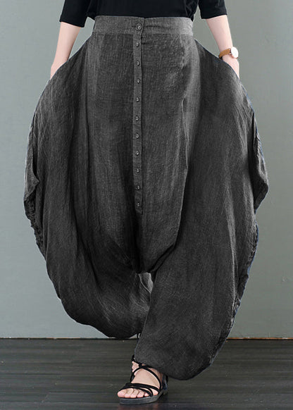 Dark Grey Oversized Tie Dye Pockets Cotton Harem Pants Fall