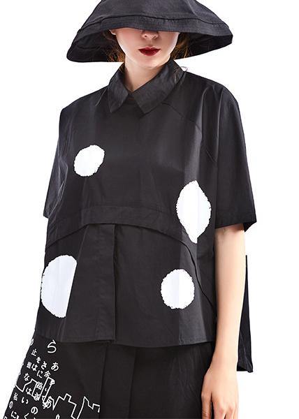 Black Dot Short Sleeve Cotton Shirts