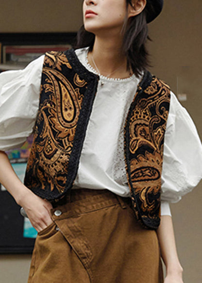 Jacquard Embroideried Patchwork Waistcoat Sleeveless