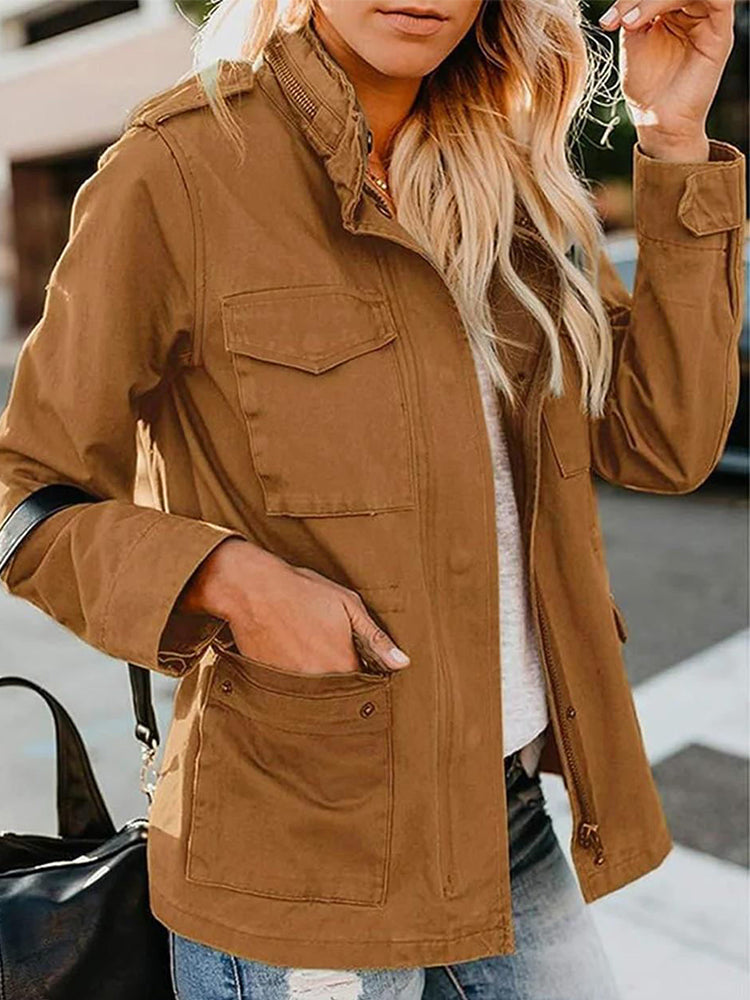 Zippered Multi-Pocket Vintage Jacket artswardrobe