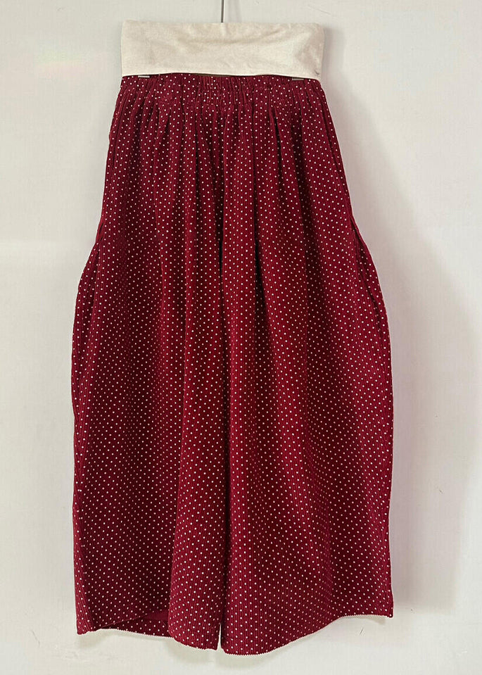 Red Dot Pockets High Waist Corduroy Wide Leg Pants Spring