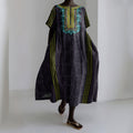 Vintage Tribal Print Women's Linen Dress artswardrobe