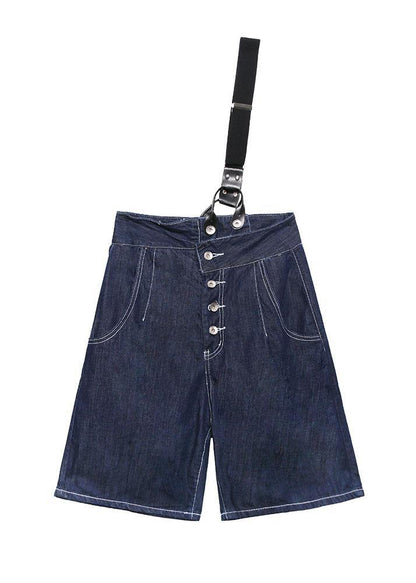 Summer Denim Blue Back With Button Five Pants