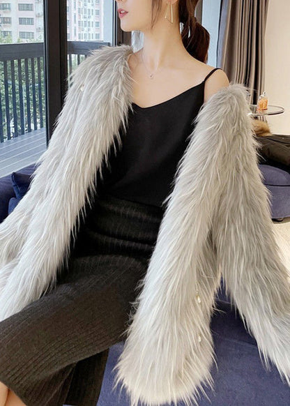 Light Green Raccoon Hair Leather and Fur Coat Spring