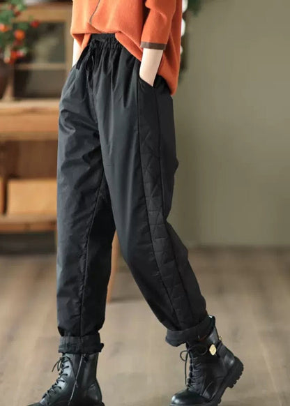 Coffee Oversized Warm Fine Cotton Filled Harem Pants Winter