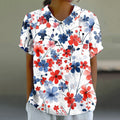 Women's Retro Independence Day Floral Art Printed Shirt artswardrobe