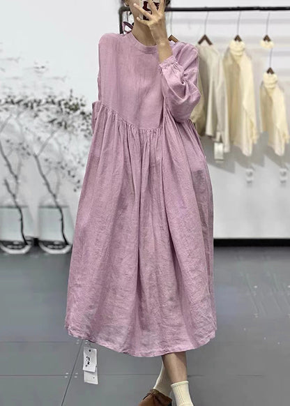 Purple Oversized Exra Large Hem Linen Dress Spring