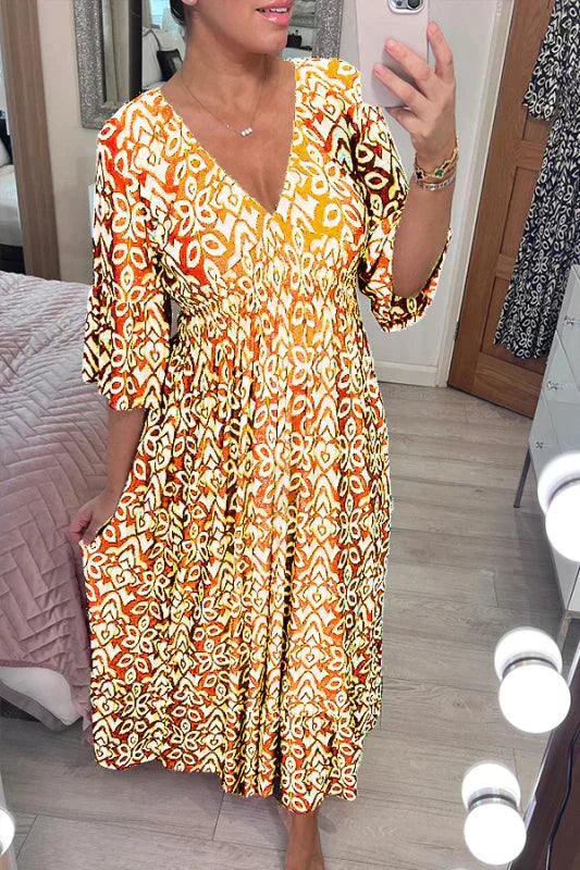KS | Casual floral dress with V-neckline