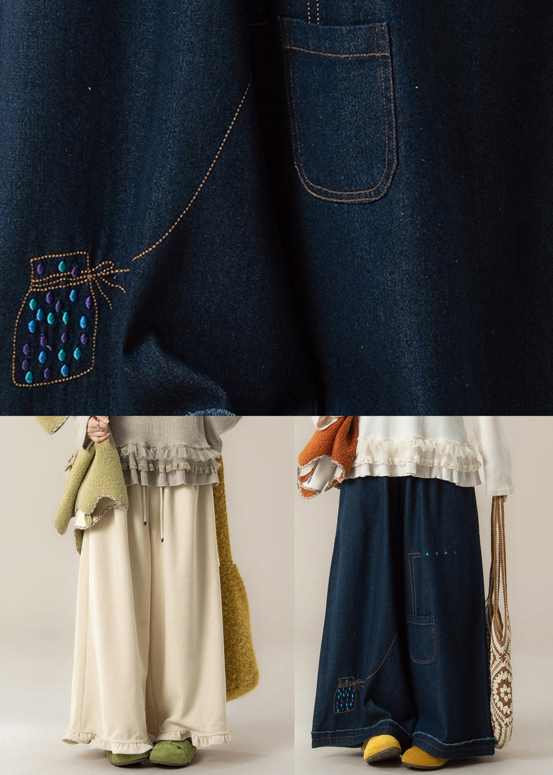 Apricot Ruffled Tie Waist Wide Leg Pants