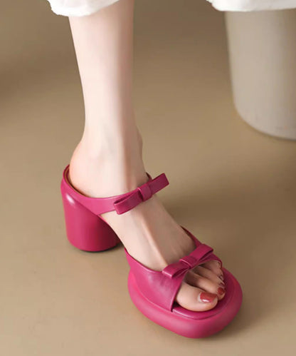 Rose Bow Buckle Strap Chunky Sandals