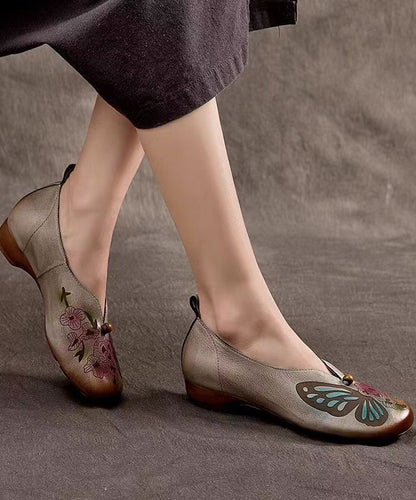 Spring New Embossed Cowhide Flats Shoes