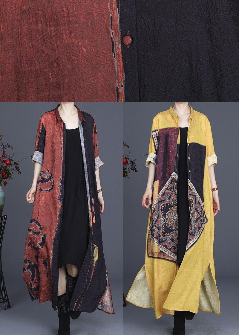 French Yellow Silk Long Spring Dress