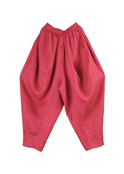 French Pink Purple Cotton Linen Harem Pants Summer