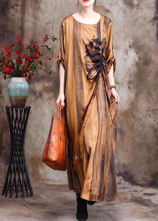 Boutique Print Cinched Silk Asymmetrical Design Dress Summer
