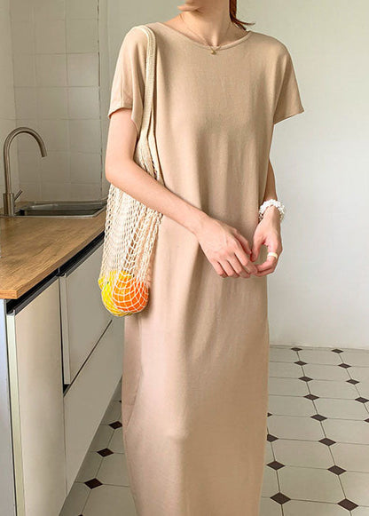 Diy Beige Front Back Wear on Both Sides Knit Dresses Summer