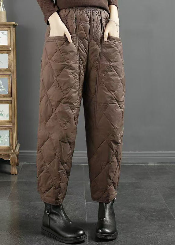 French Black Oversized High Waist Fine Cotton Filled Harem Pants