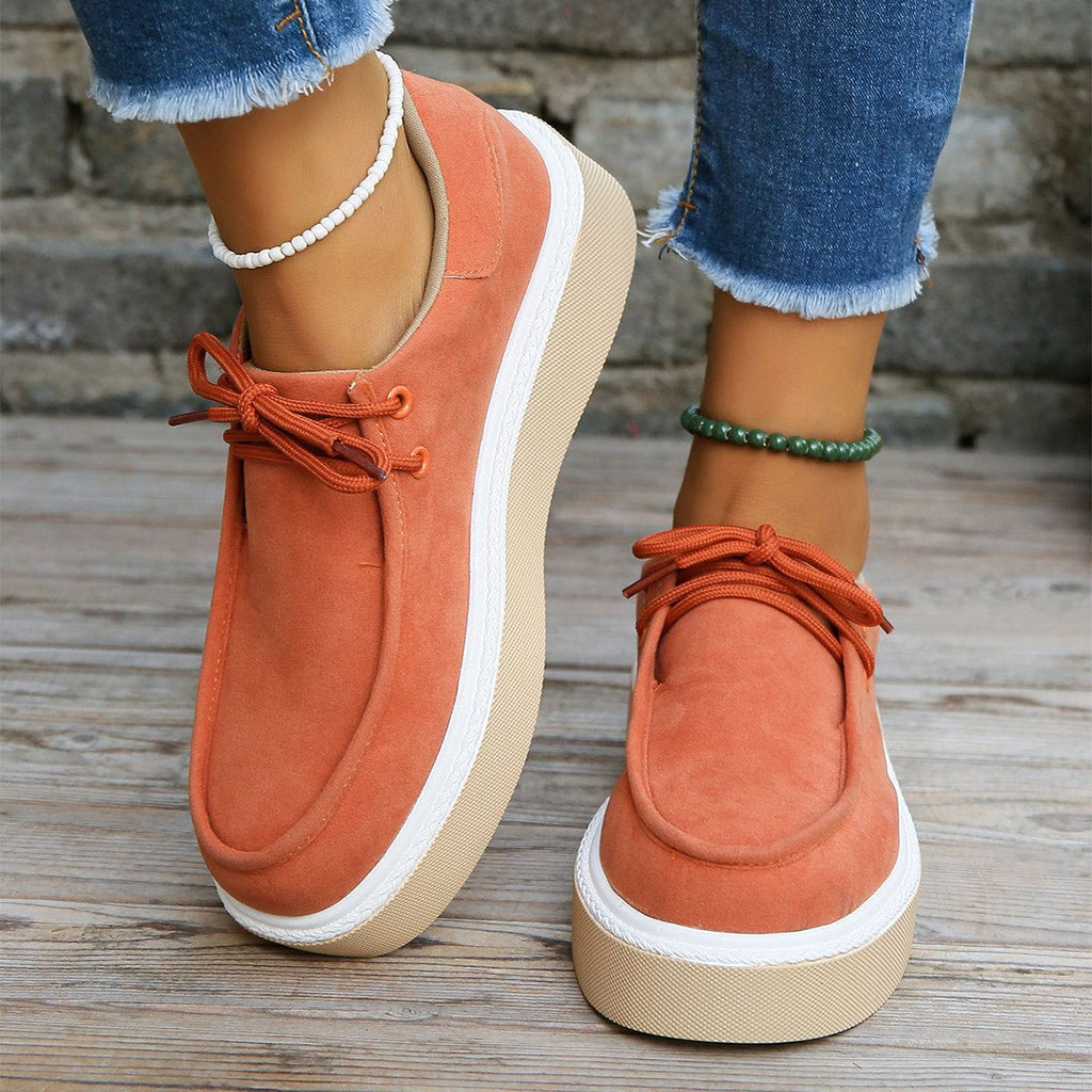 JO | Womens Lace-Up Flats with Thick Sole Sneakers