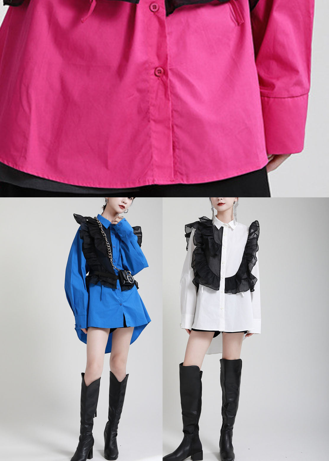 Modern White Peterpan Collar Ruffles Fall Blouses Long Sleeve