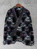 Cute Black Cats Felt Art Cozy Fleece Kimono Cardigan elevenforest