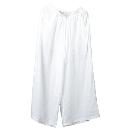 White Pockets Tie Waist Fall Wide Leg Pants