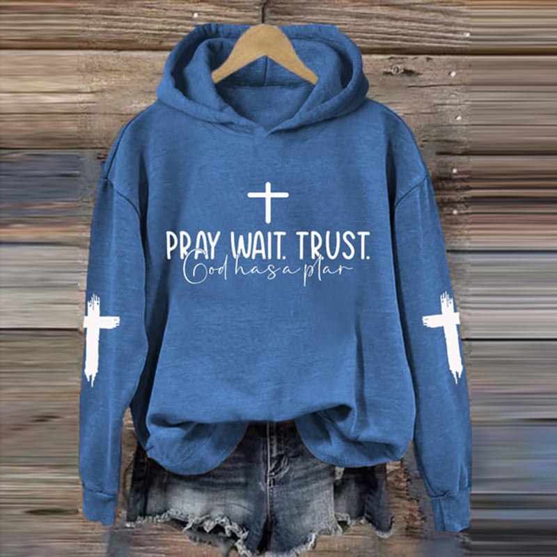 Comstylish Women's Pray Wait Trust God Has A Plan Hoodie