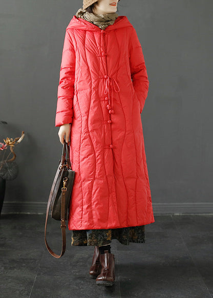 Green Hooded Tasseled Chinese Button Cotton Coats Winter