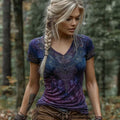 Women's Vintage Gradient Viking Celtic Knot Embroidered Art T-shirt artswardrobe