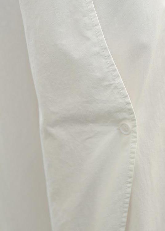 White Elastic Waist Cargo Cotton Pants Summer