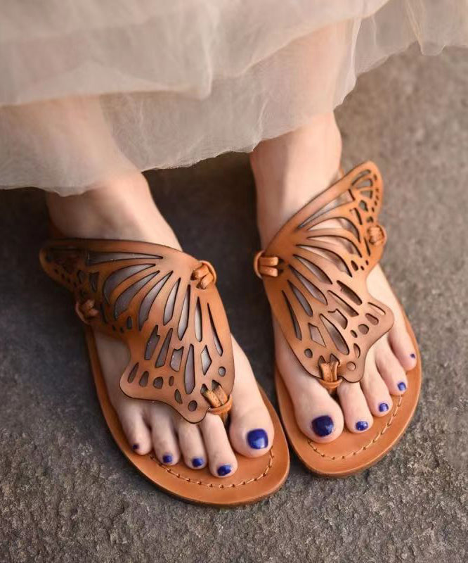New French Flip Flops With Flat Bottoms Hollowed Out Butterfly Slippers Soofairy Shoes-20251
