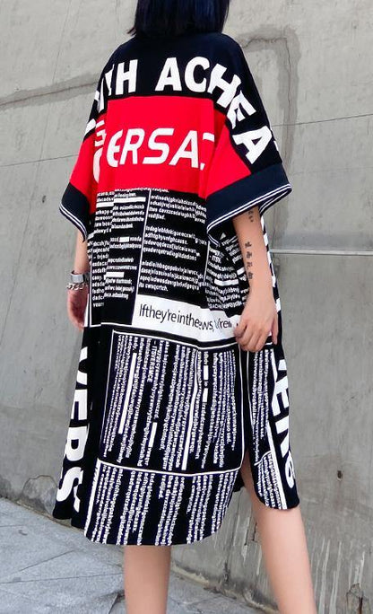 Art Graphic Patchwork Cotton Button Summer Dresses