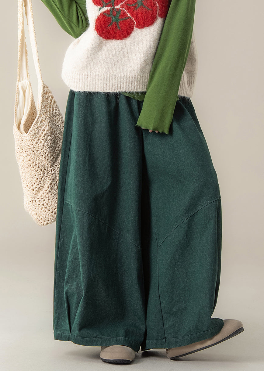 Peacock Green Oversized Denim Wide Leg Pants Spring