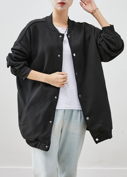 Black Oversized Cotton Jackets Fall
