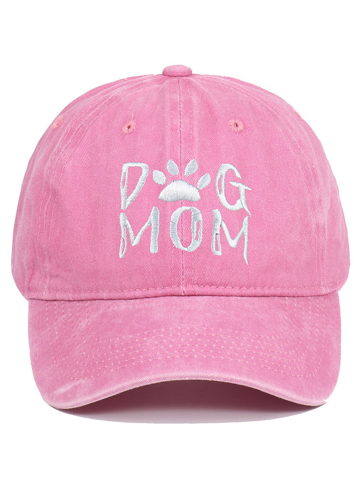 Comstylish Dog Mom Embroidered Washed Track Cap