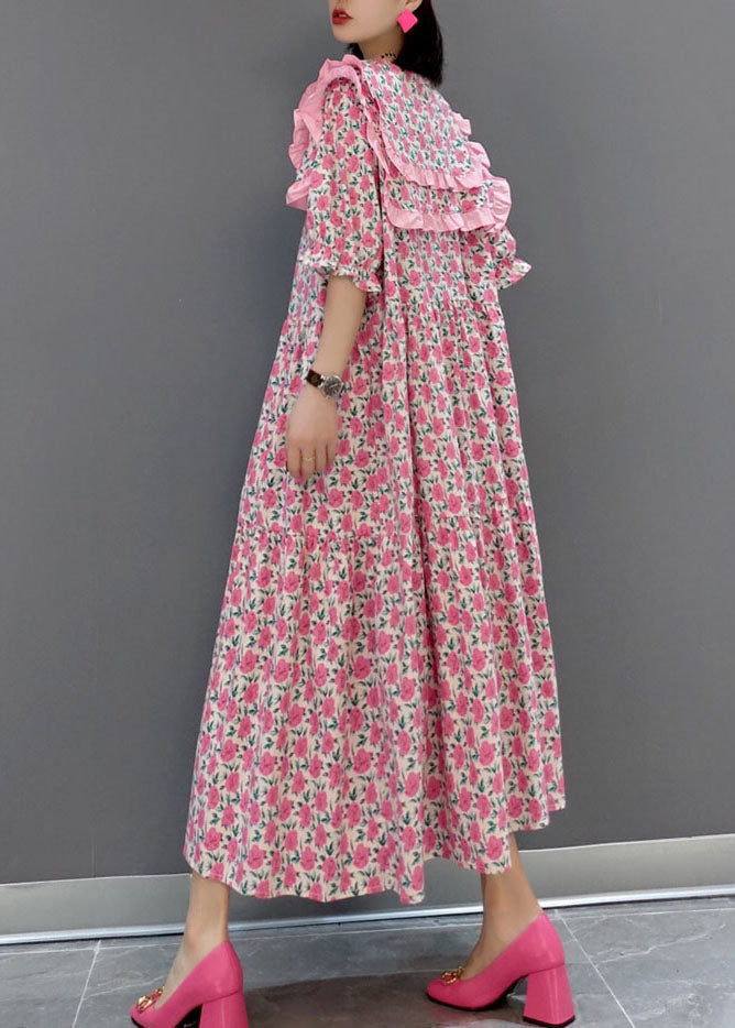 Red Ruffled Wrinkled Long Dress Spring
