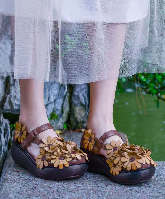 Handmade Retro Cowhide Leather Sandals Splicing