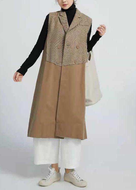 Natural Sleeveless Spring Outfit Patchwork Art Coat