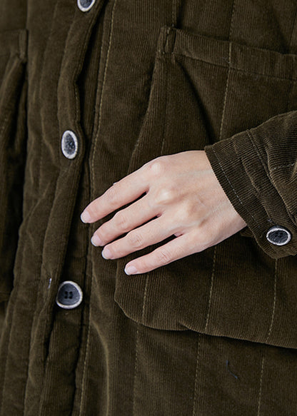 Blackish Green Oversized Pockets Fine Cotton Filled Puffer Jacket Winter