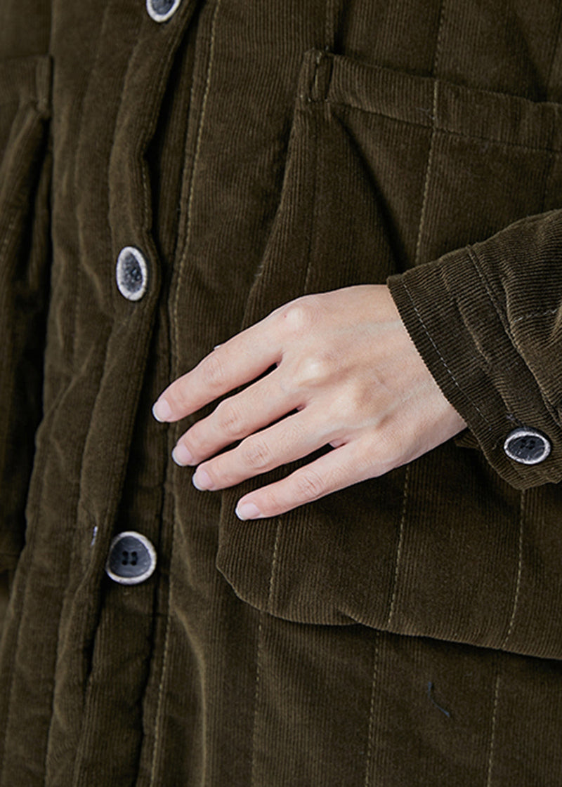 Blackish Green Oversized Pockets Fine Cotton Filled Puffer Jacket Winter
