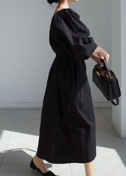 Black Cinched Cotton Dress Spring