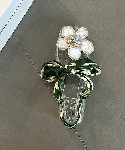 Red Hollow Out Flower Square Toe Flats Shoes