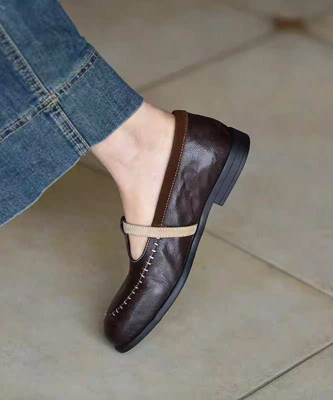 Classy Chocolate Splicing Sheepskin Loafers