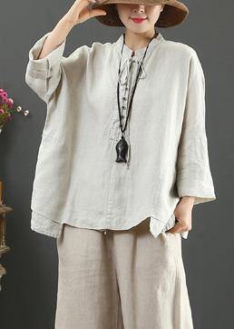 Art Nude Clothes for Stand Collar Pockets Knee Spring Blouse