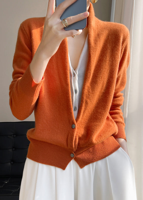 Green V Neck Button Patchwork Wool Knit Top Fall