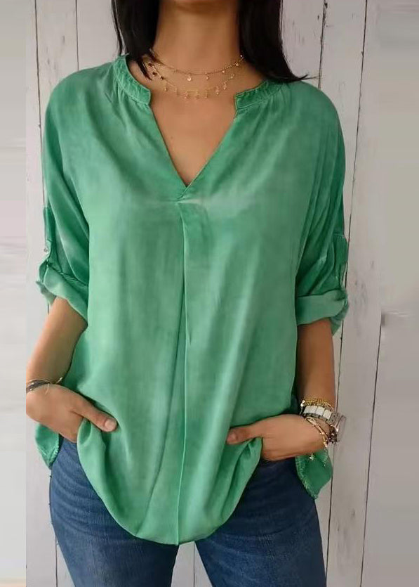 Green V Neck Shirt Short Sleeve